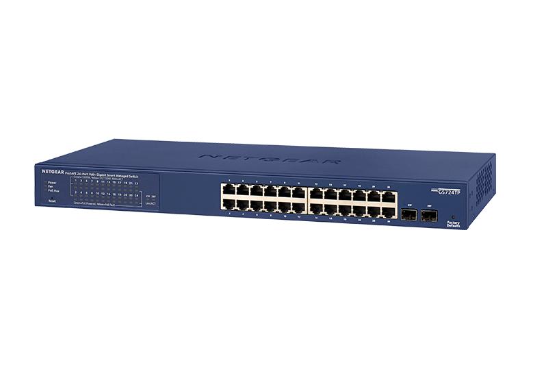 Netgear ProSafe GS724TP 24-Port Gigabit Ethernet PoE+ Smart Switch | 2 x 1G SFP Ports | 190W PoE Budget | Desktop / Rackmount Netgear ProSafe GS724TP 24-Port Gigabit Ethernet PoE+ Smart Switch | 2 x 1G SFP Ports | 190W PoE Budget | Desktop / Rackmount